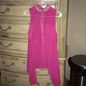 Hot Pink Long Sheer Tank Top Nowhy